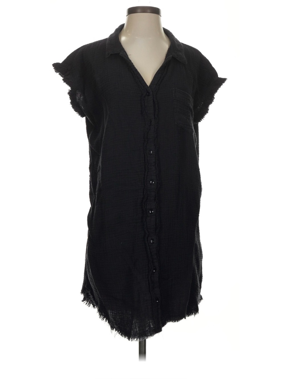 Umgee Black Button-Front Midi Dress